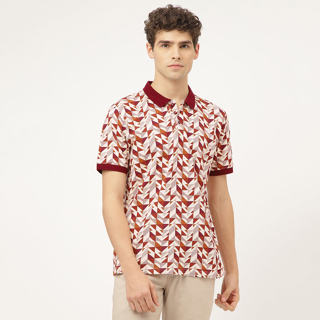 Triangleluxe Brick Red Geometric Polo