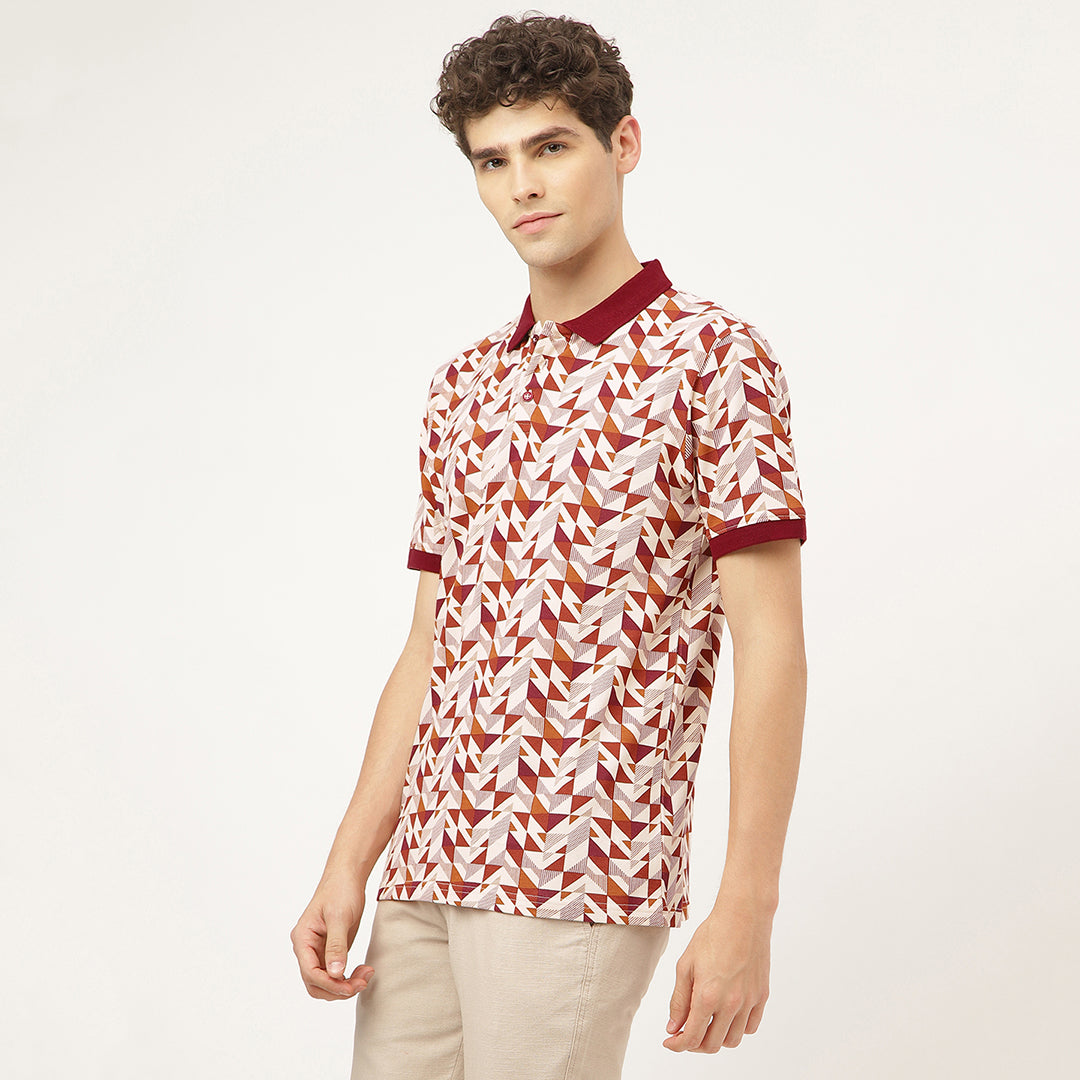 Triangleluxe Brick Red Geometric Polo