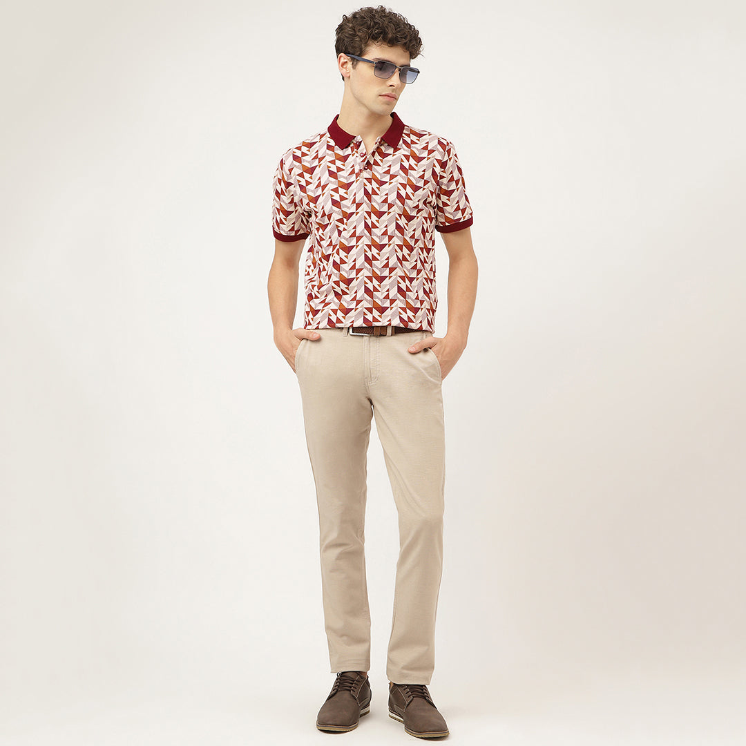 Triangleluxe Brick Red Geometric Polo