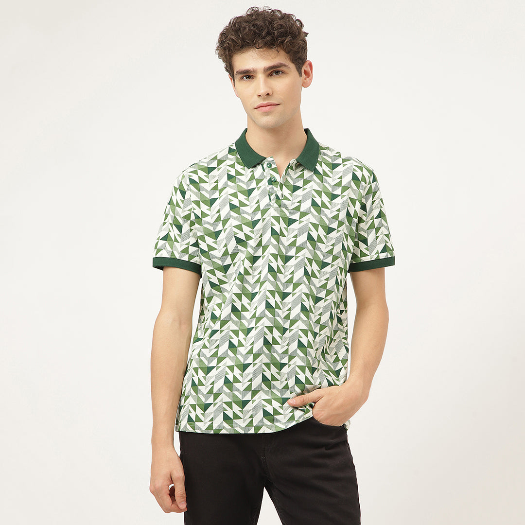 Triangleluxe Green Geometric Polo