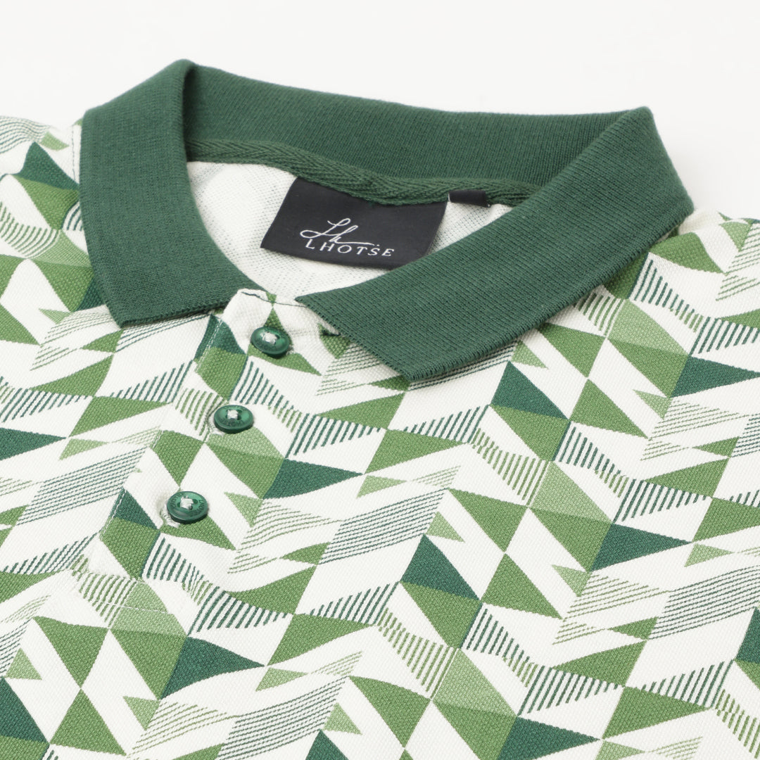 Triangleluxe Green Geometric Polo