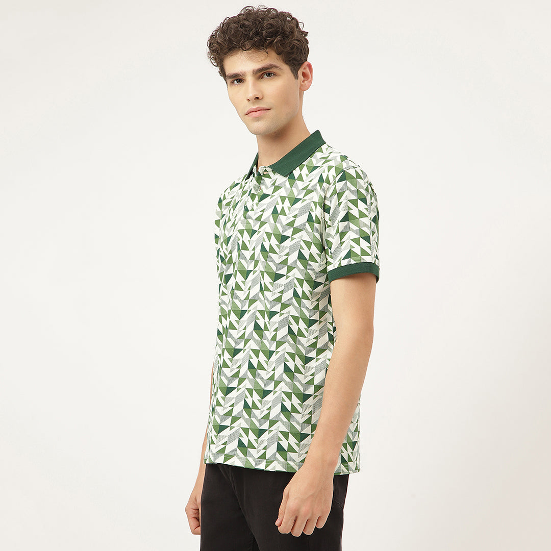 Triangleluxe Green Geometric Polo