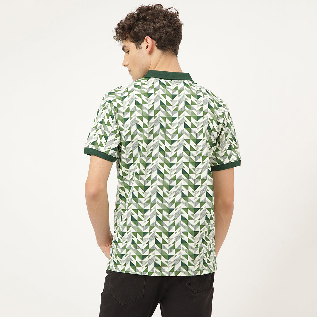 Triangleluxe Green Geometric Polo