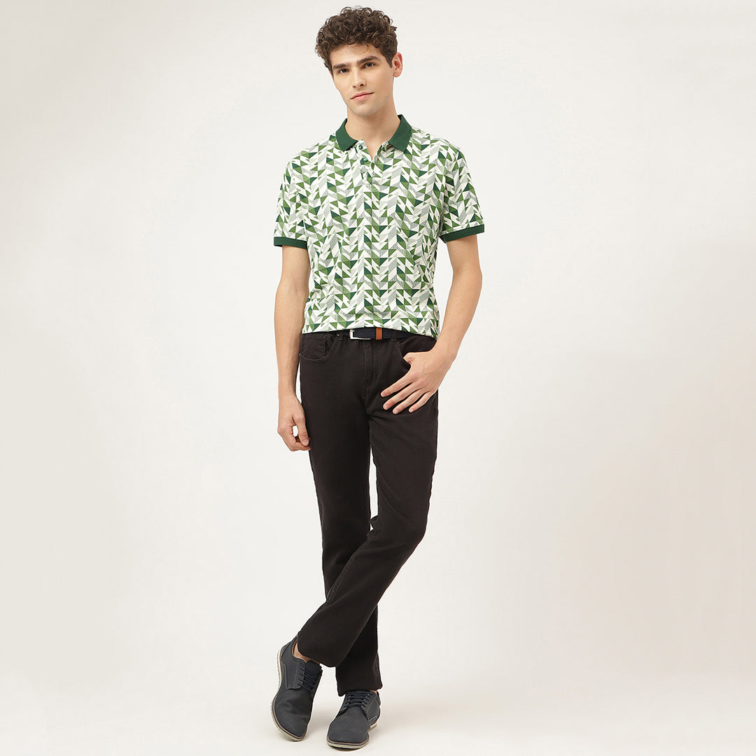 Triangleluxe Green Geometric Polo