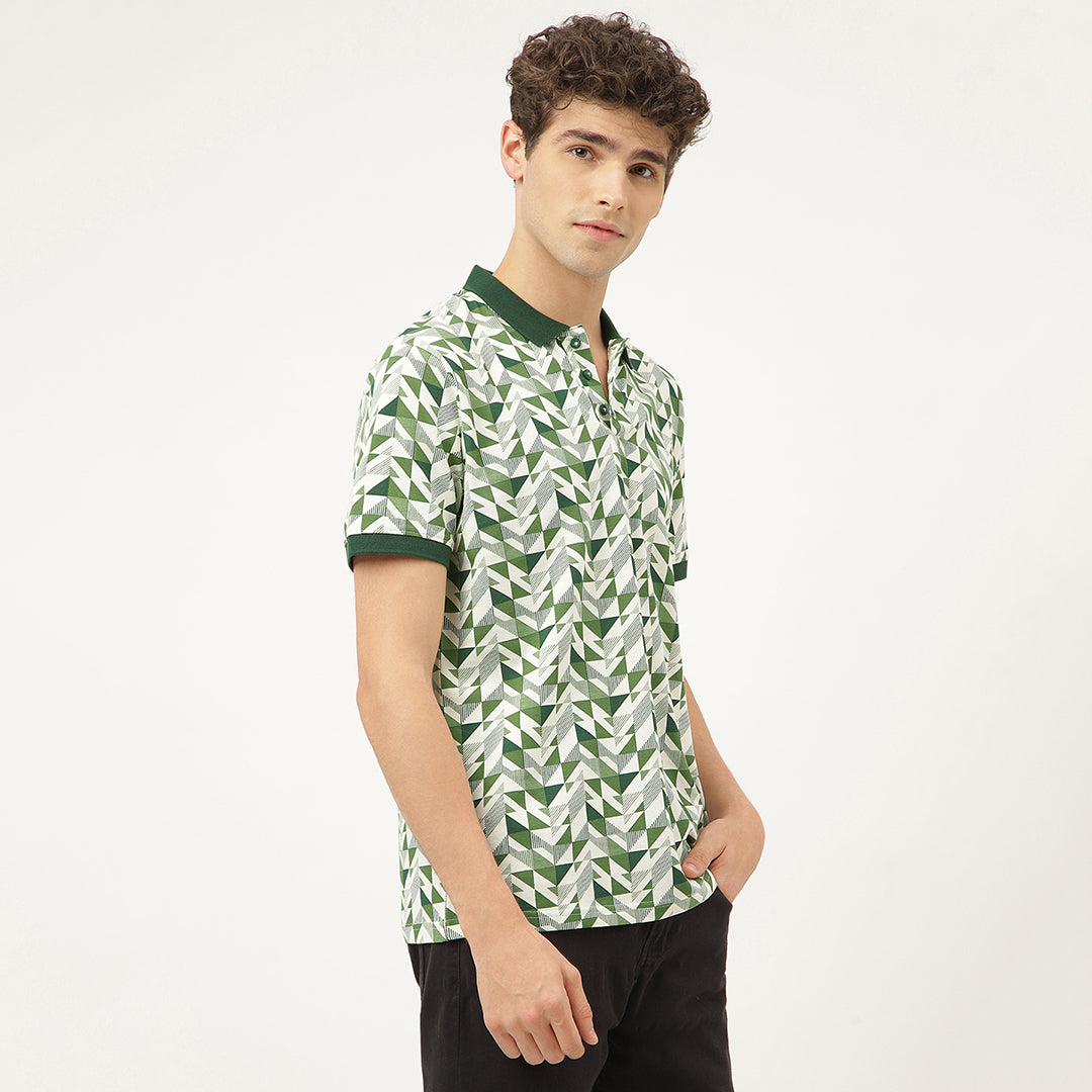 Triangleluxe Green Geometric Polo