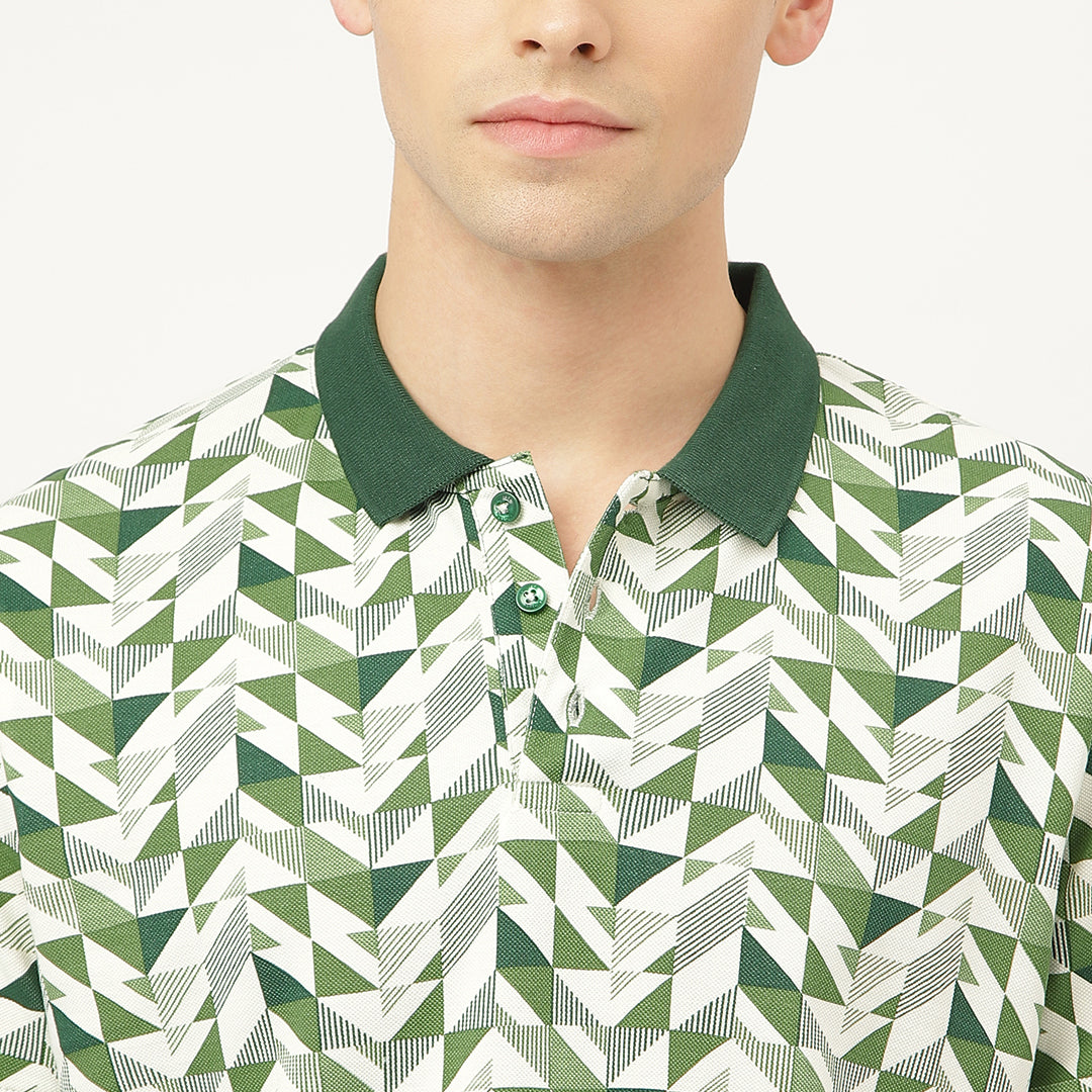 Triangleluxe Green Geometric Polo